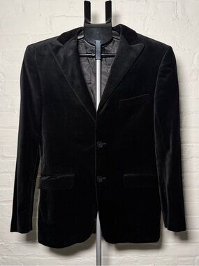 Vintage Theory Black Velvet Men's Blazer 36 Short Made in USA